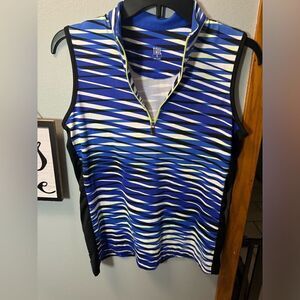 TAIL Activewear Sleeveless 1/4 Zip Performance Top Women's Small Blue Lime Black